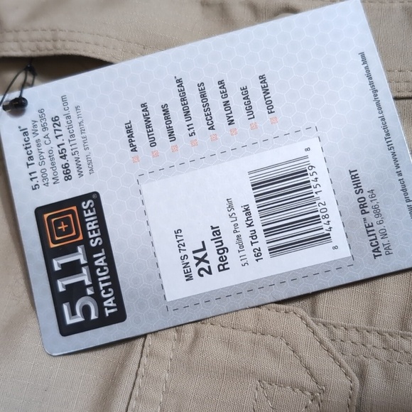 NWT‎ 5.11 TACTICAL TacLite Pro Long Sleeve Shirt | TDU Khaki | Size 2XL - Picture 4 of 11